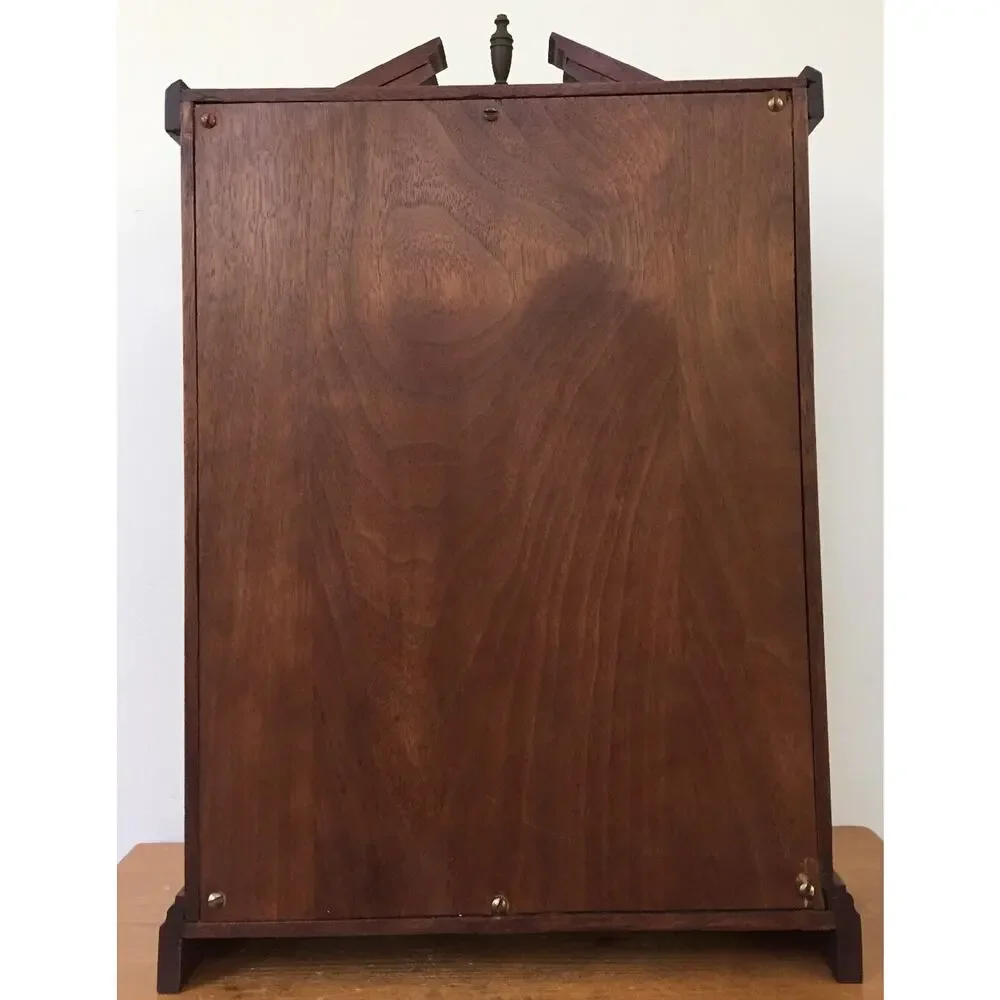 Vtg 1965 Handmade Hardwood Brass Mantel Shelf Clock Wind-Up Colonial Style 20